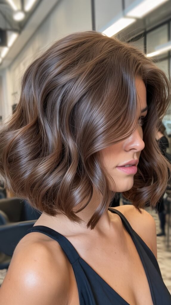 Wavy Angled Bob with Piece-y Layers