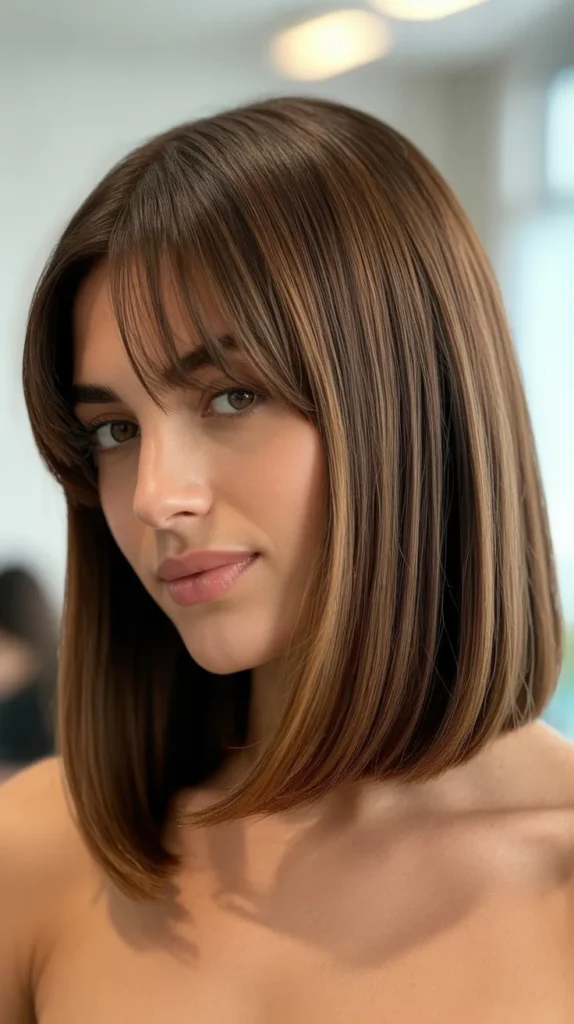 Long Bob with Curtain Bangs and Deep Side Part
