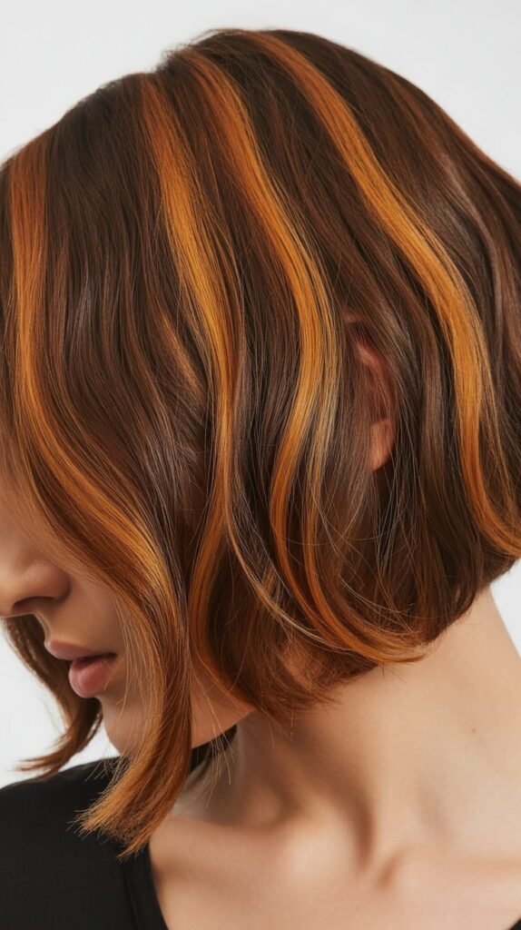 Wavy Bob with Honey-Caramel Highlights