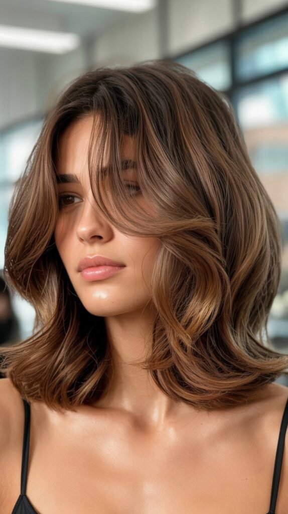  Tousled Long Bob with Curtain Bangs