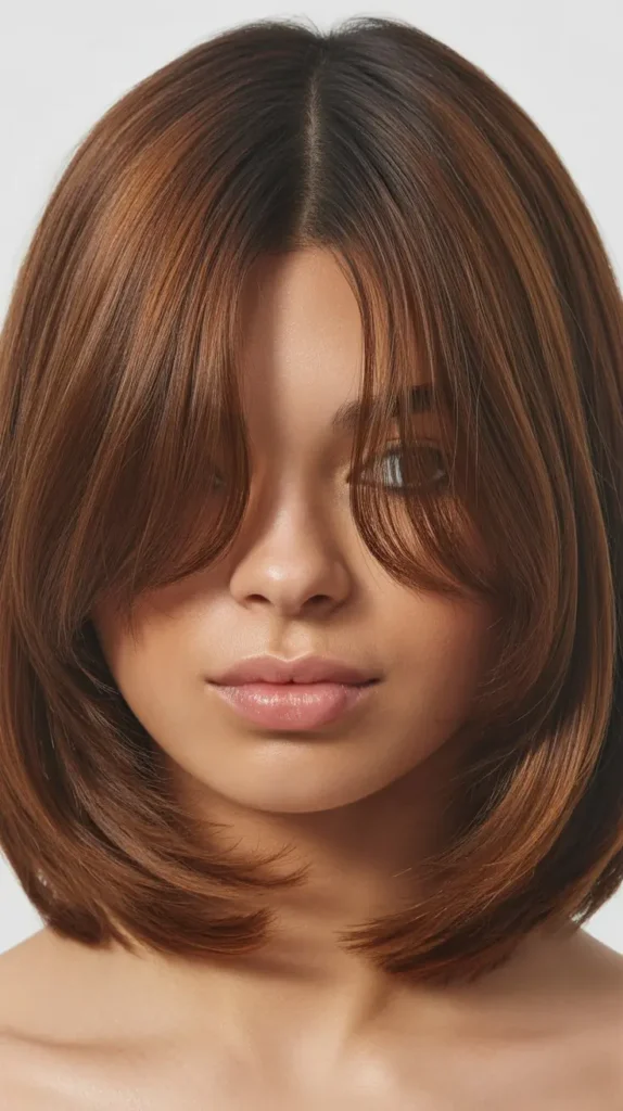 Shaggy Long Bob with Curtain Bangs