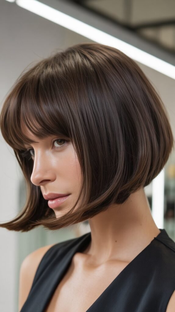 Graduated Bob with Tapered Curtain Bangs