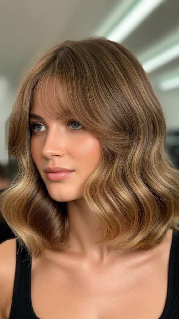 Bouncy Lob with Curtain Bangs
