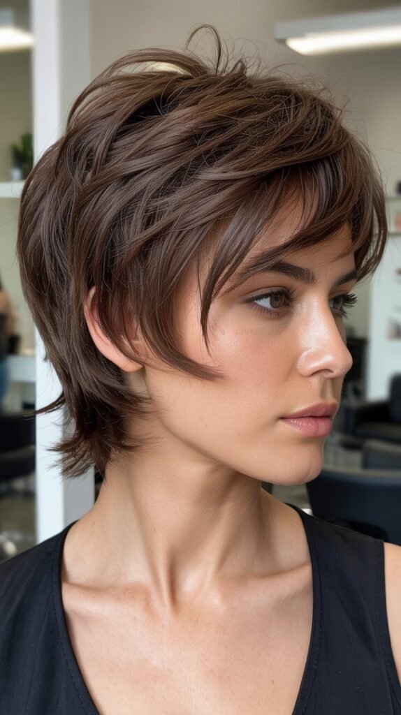  Textured Choppy Bangs with Short Cut