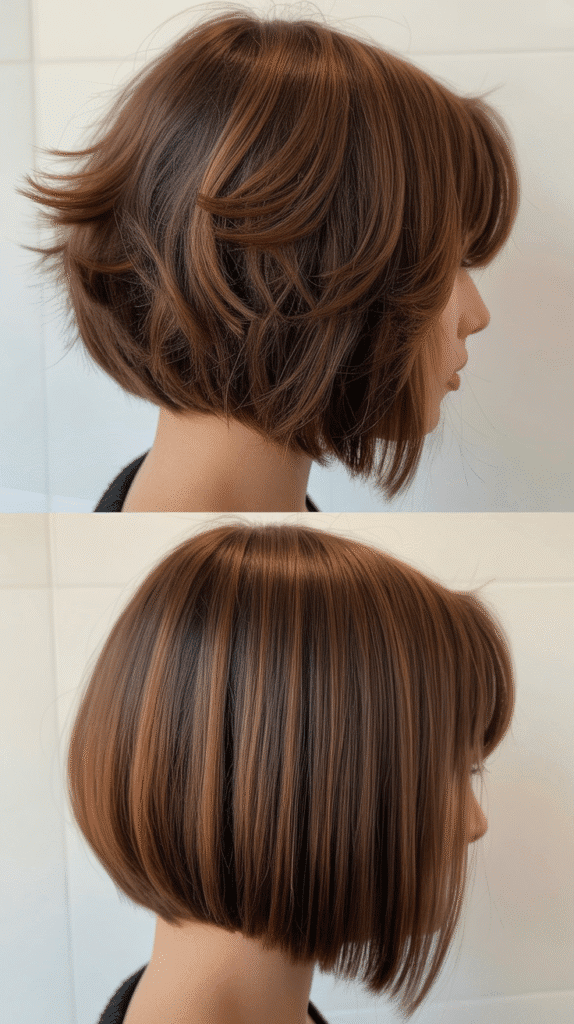 Best 37 Flattering Stacked Inverted Bob Haircuts for Thin Fine Hair 36 Stacked Bob with Texture vs. Smoothness Balance
