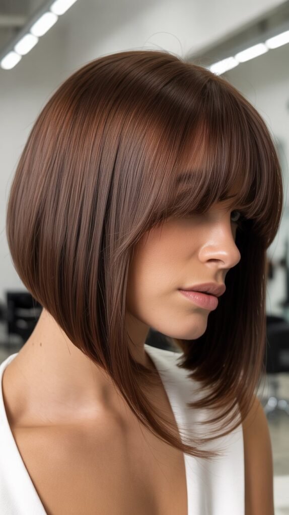 Inverted Long Bob with Curtain Bangs