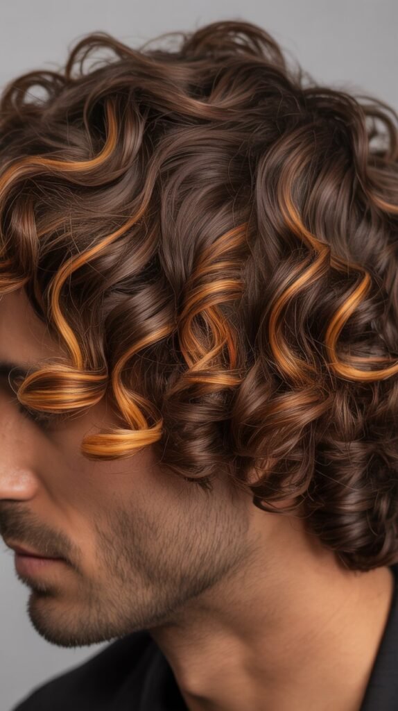 Caramel Highlights for Curly Brown Hair