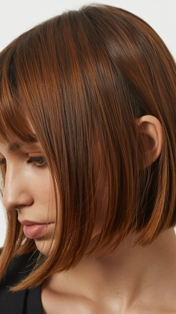 Long Bob with Baby Curtain Bangs