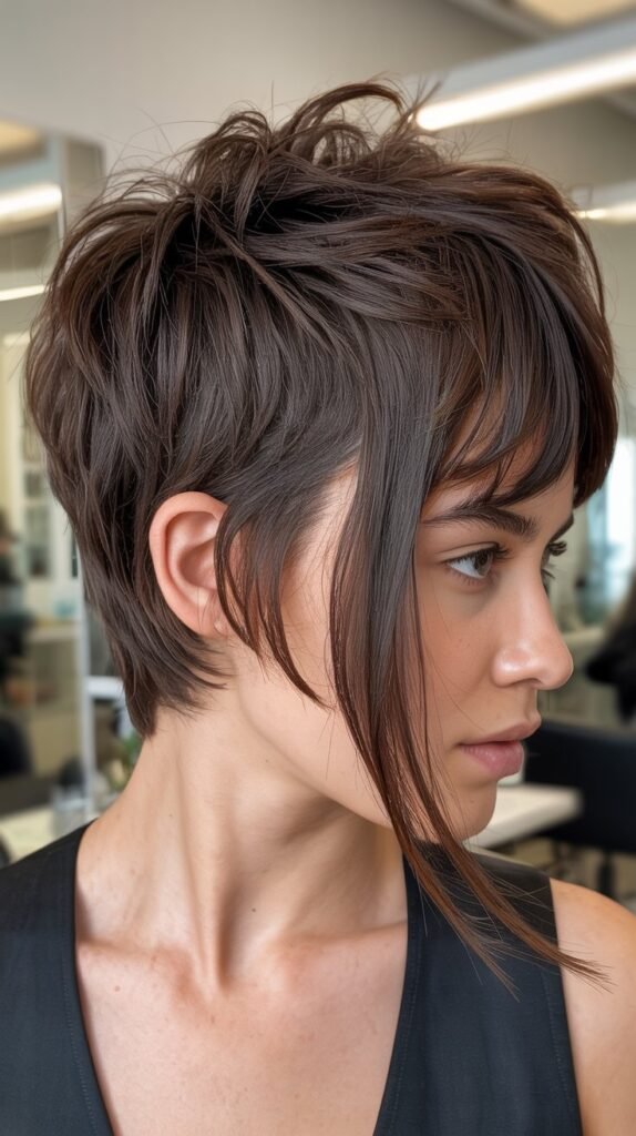 Choppy Pixie with Long Bangs