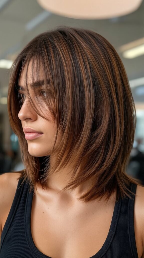 Choppy Long Bob with Curtain Bangs