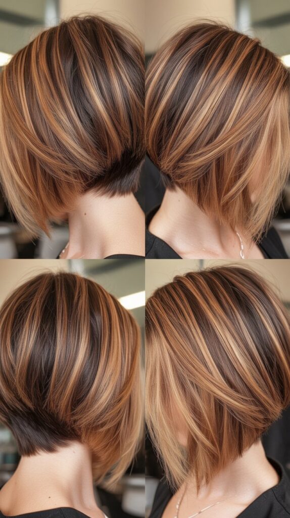 Best 32+ Inverted Layered Bob Hairstyles with Stacked Cuts Trendy Upgrade 24 Inverted Bob with Stacked Layers and Root Shadow