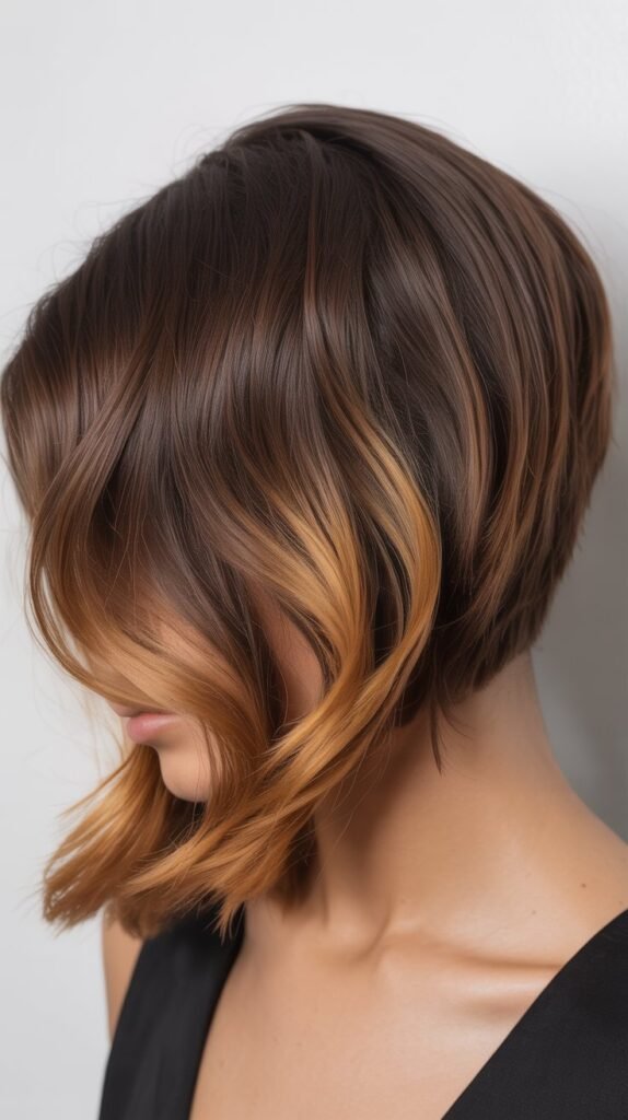 Inverted Bob with Caramel Ombre Effect