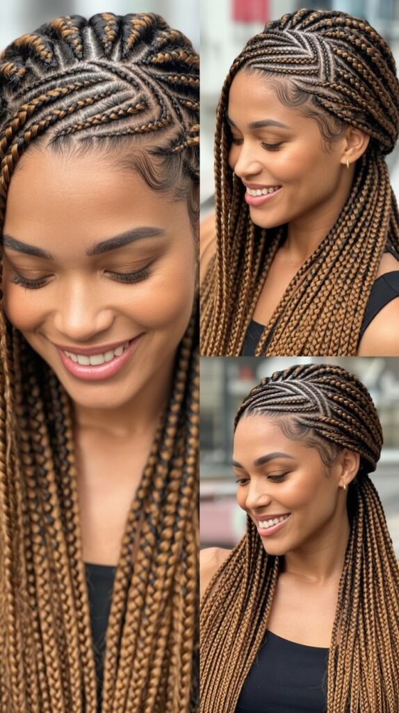 Bohemian Box Braids for Relaxed Winter Style