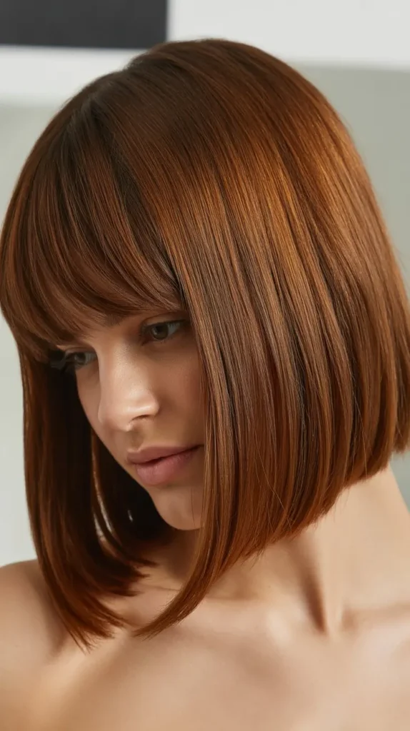 Asymmetrical Long Bob with Curtain Bangs