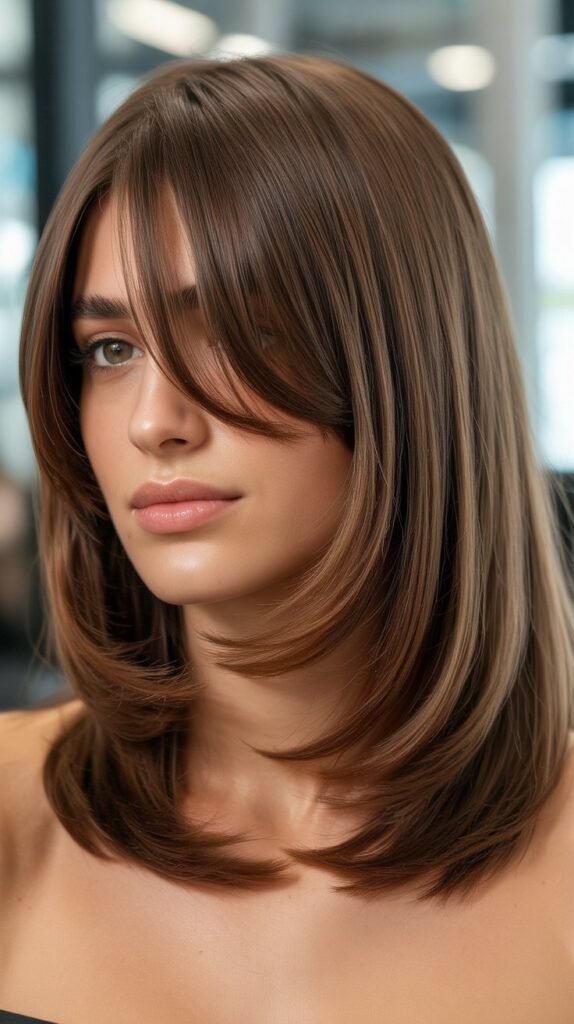 30 Elegant Long Layered Bob with Curtain Bangs