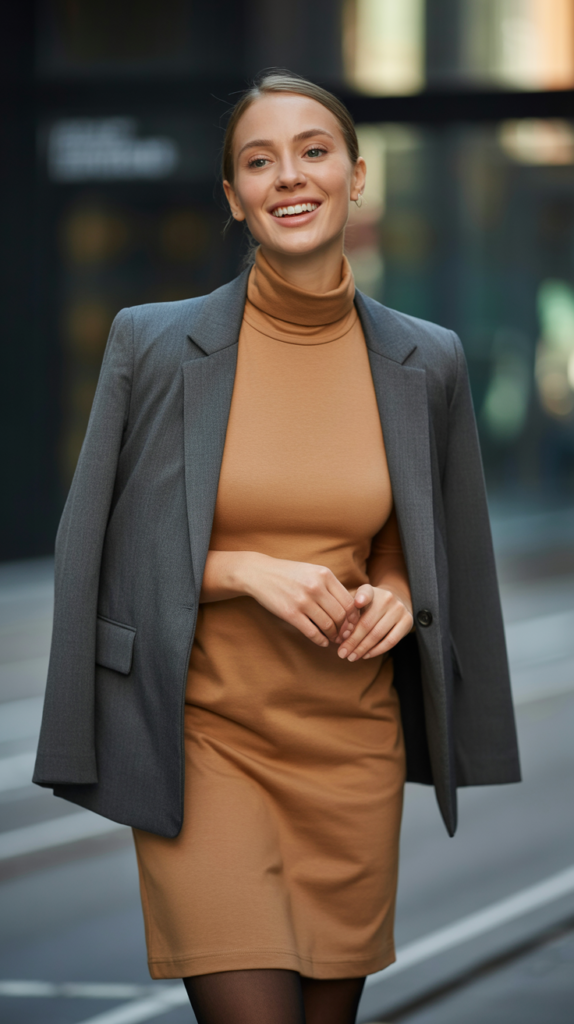 Turtleneck Dress with Blazer