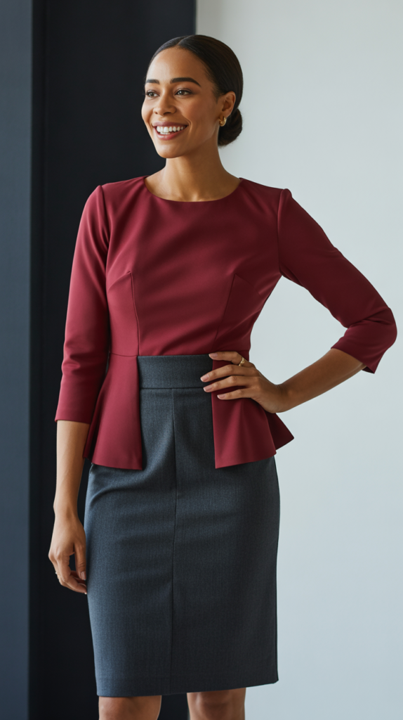 Peplum Top with Pencil Skirt