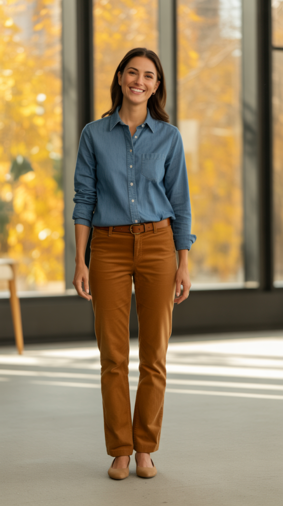Chambray Shirt with Corduroy Pants
