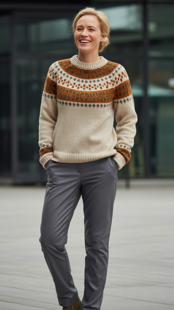Fair Isle Sweater with Slim Pants