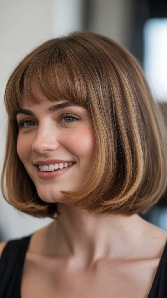 Rounded Bob with Curved Bangs