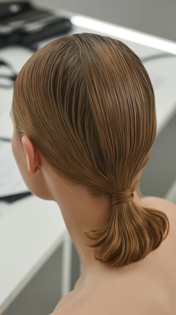 The Low Ponytail with Center Part