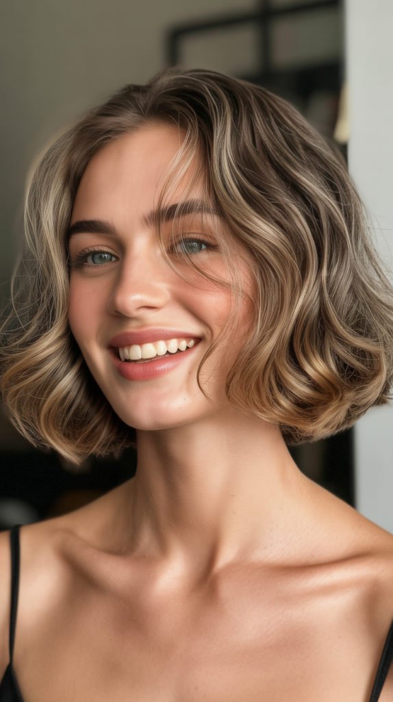 Collarbone-Grazing Bob with Waves