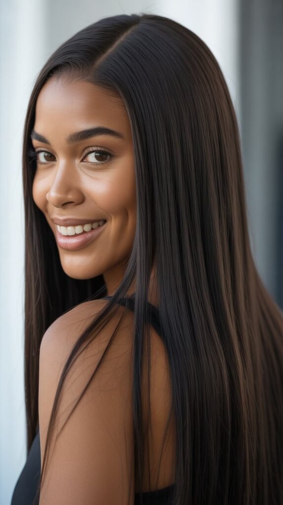 Straight Hair with Deep Side Part