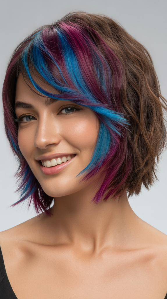  Choppy Bob with Bold Color