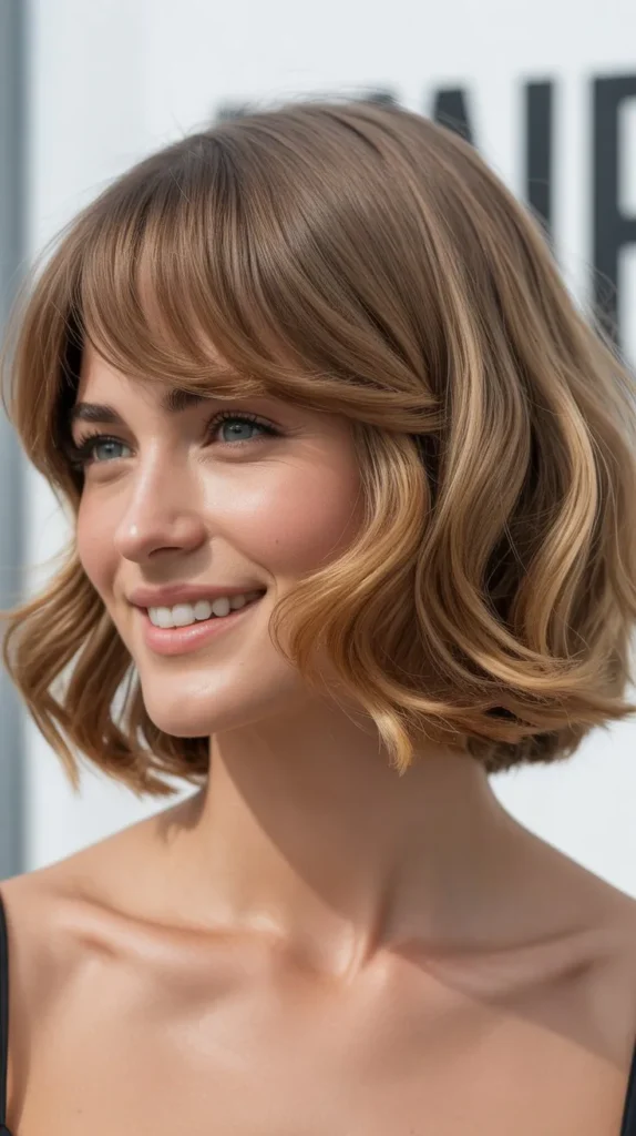 Beach Wave Lob with Side Bangs