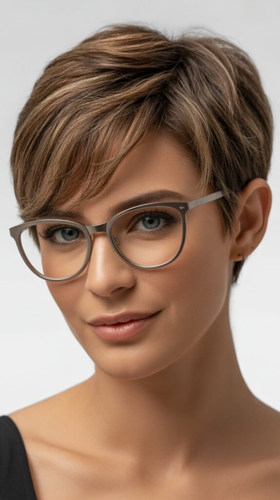 Classic Textured Pixie with Side Swept Bangs