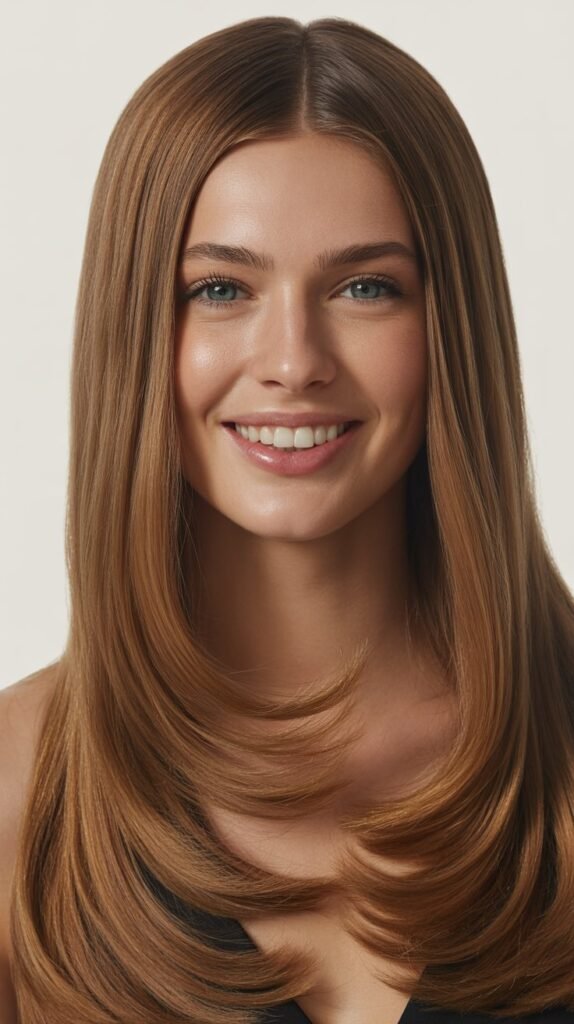 Sleek Center Part with Face-Framing Layers
