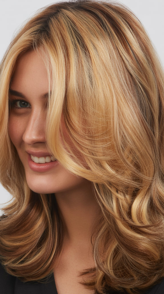 Butterscotch Blonde Highlights with Espresso Bean Lowlights