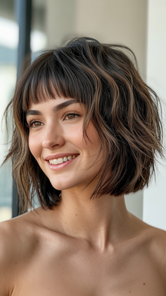 Shaggy Choppy Bob with Micro Bangs