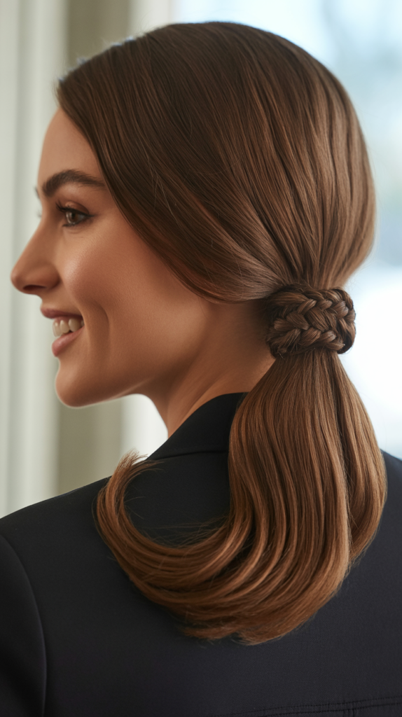 Low Ponytail with Braided Wrap