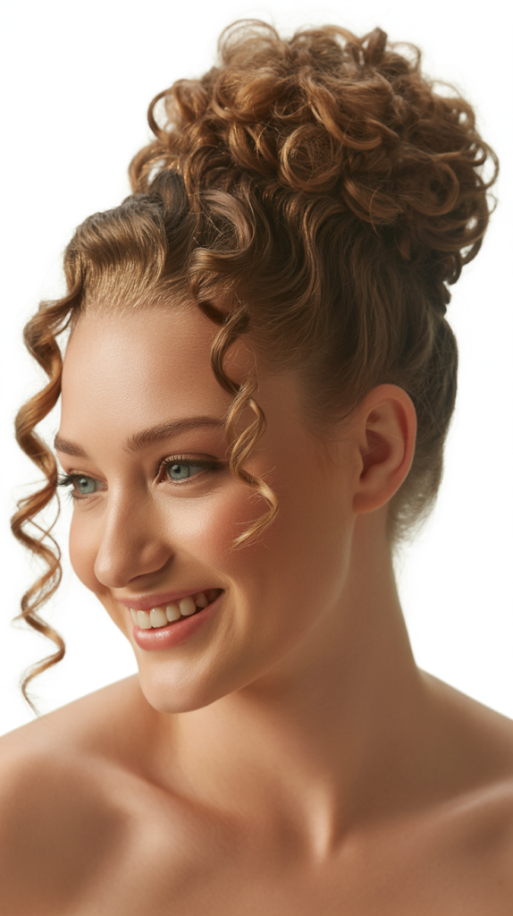 Classic High Bun with Cascading Curls