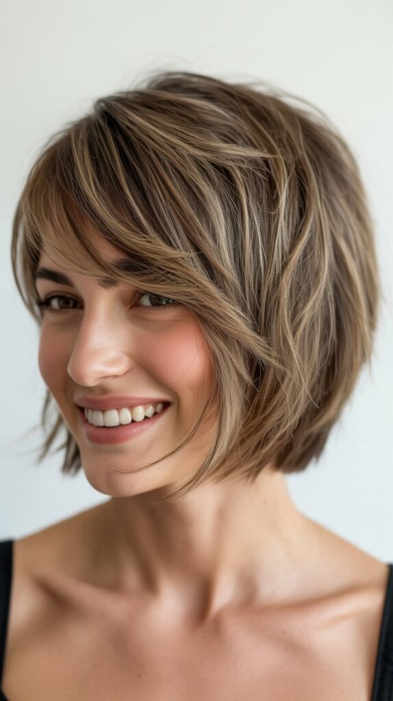 Asymmetrical Choppy Bob with Long Side Bangs