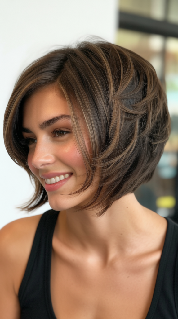 Shaggy Inverted Bob with Layered Stacked Texture