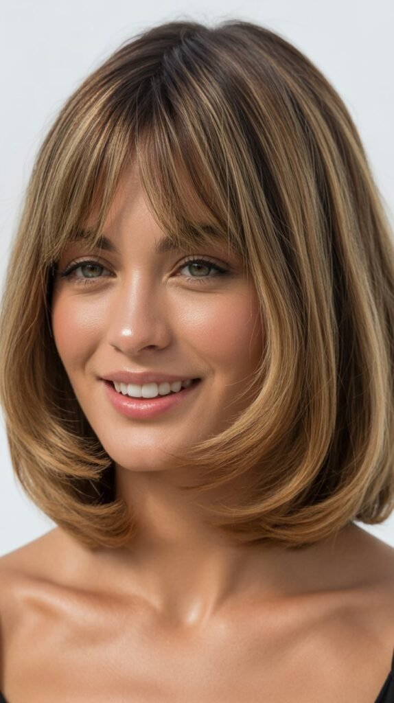 Long Bob with Grown-Out Curtain Bangs