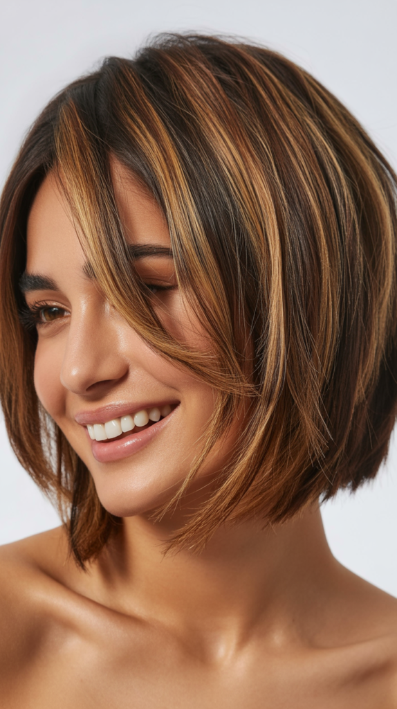 Classic Choppy Bob with Caramel Balayage