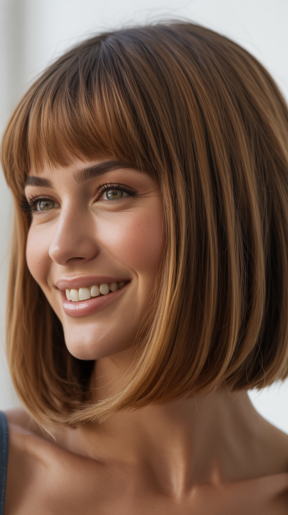 Voluminous Bob with Curtain Bangs