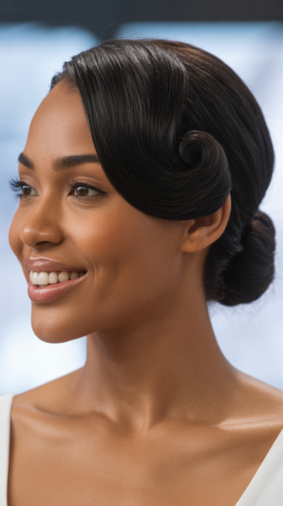 Classic Low Bun with Side Part