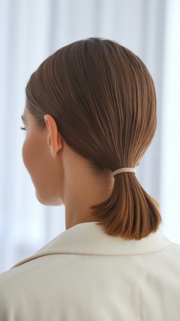 30 Easy and Quick Greasy Hair Hairstyles 8 Sleek Low Ponytail