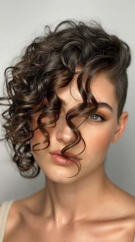 Curly Side Part Cut