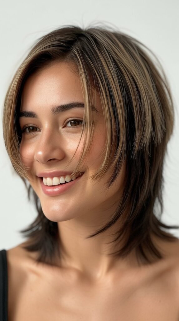 Straight Lob with Micro Curtain Bangs