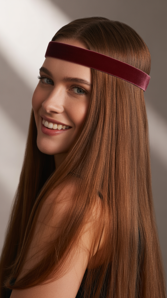Straight Hair with Ribbon or Velvet Band