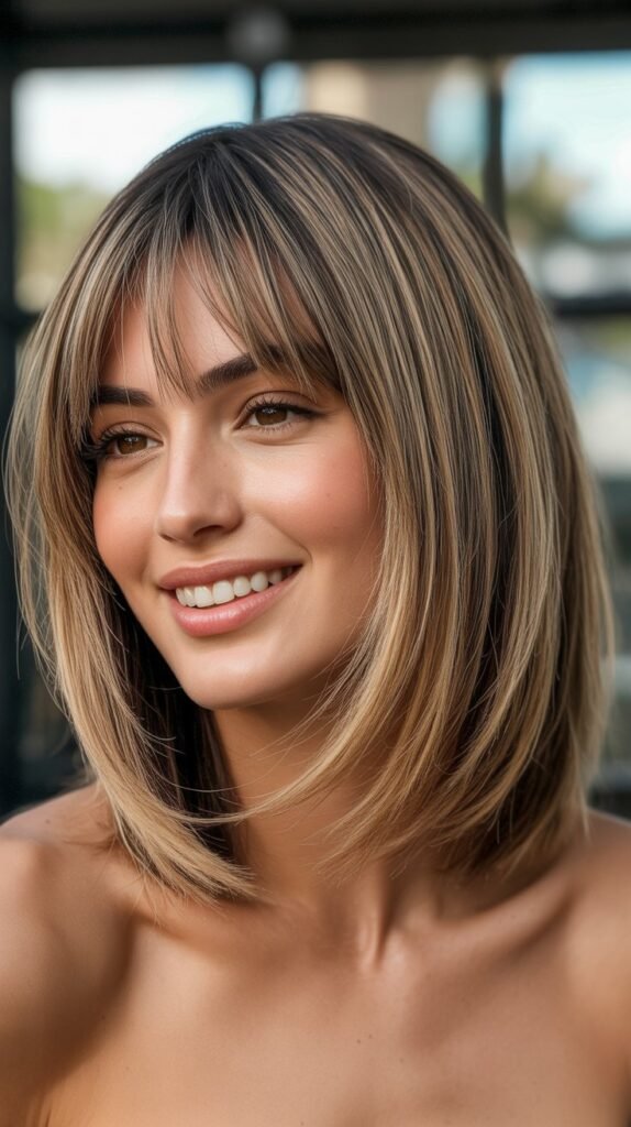 Choppy Long Bob with Piecey Curtain Bangs