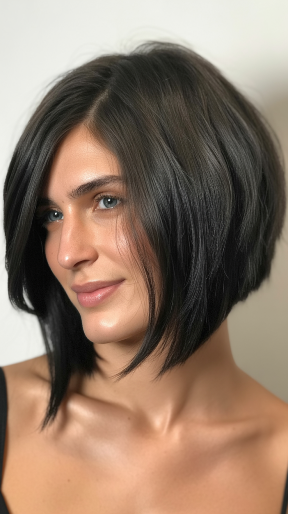  Asymmetrical Choppy Bob with Side Part