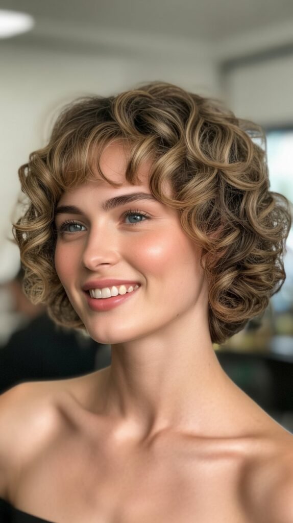 Curled Bob with Baby Bangs