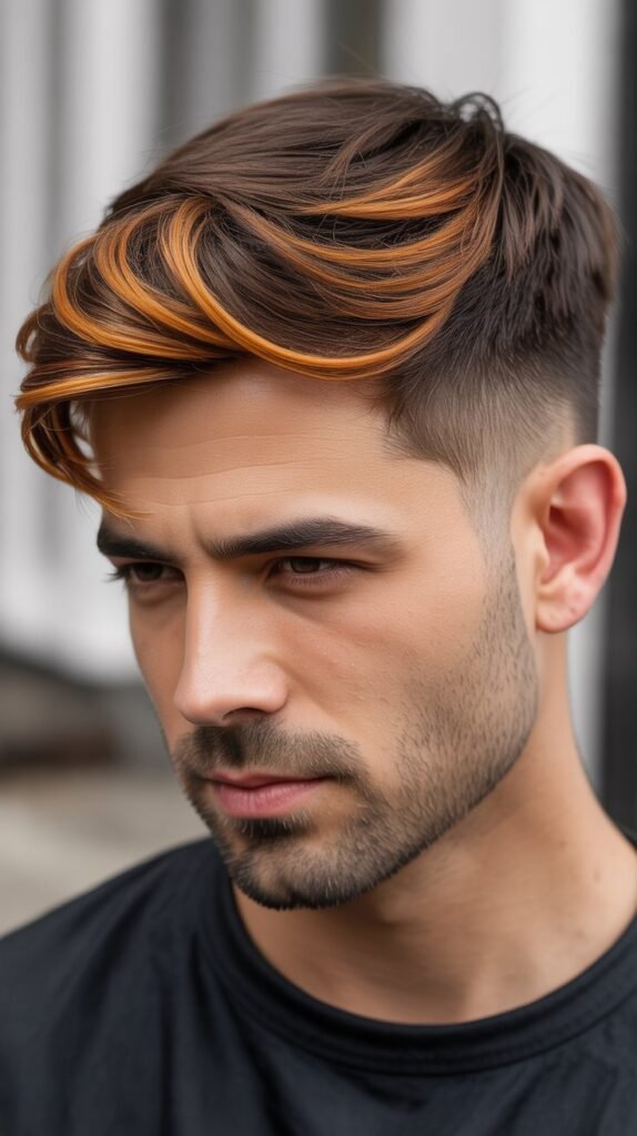 Caramel Highlights with Side Part