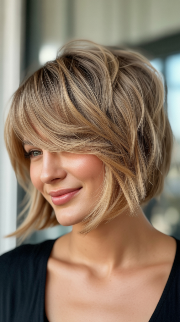 Choppy Bob with Swooped Bangs